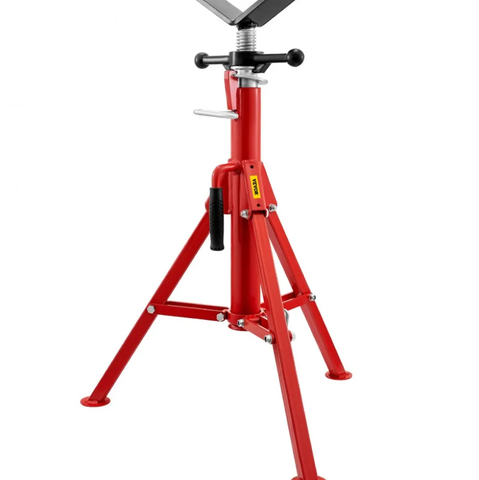 VEVOR V Head Pipe Stand 1/8-12 inch Capacity, Adjustable Height 28-52 inch, Pipe Stands 2500 lbs Load Capacity, Portable Folding Pipe Stands, Carbon Steel Body More Durable