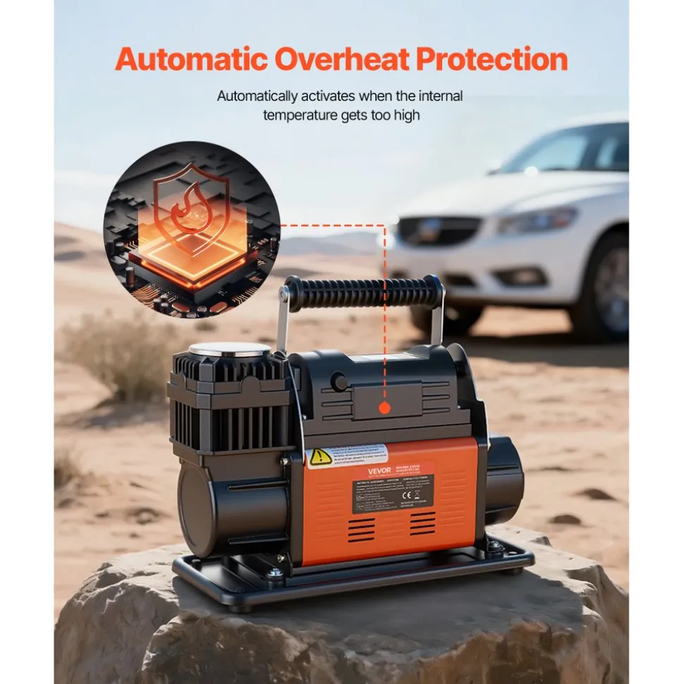 VEVOR 12V Heavy Duty Air Compressor, Auto-Stop Portable Tire Inflator with LCD Digital Display, 7.14 CFM 150PSI Offroad Air Pump with Adapters for Trucks Car SUV 4 x 4 Vehicle RV