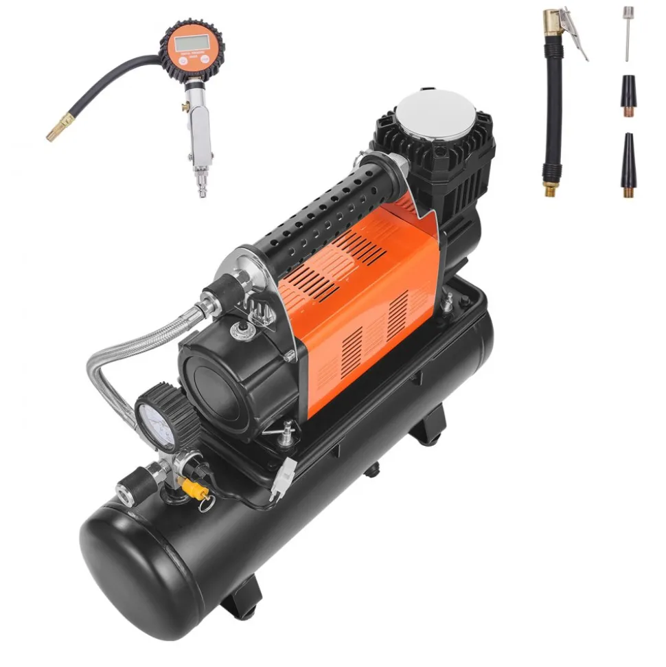 VEVOR 12V Heavy Duty Air Compressor with 6L Tank Kit, 6.35 CFM Portable Tire Inflator, 150PSI Offroad Air Compressor with Digital Pressure Gauge Tire Inflator for Trucks Car SUV 4 x 4 Vehicle RV