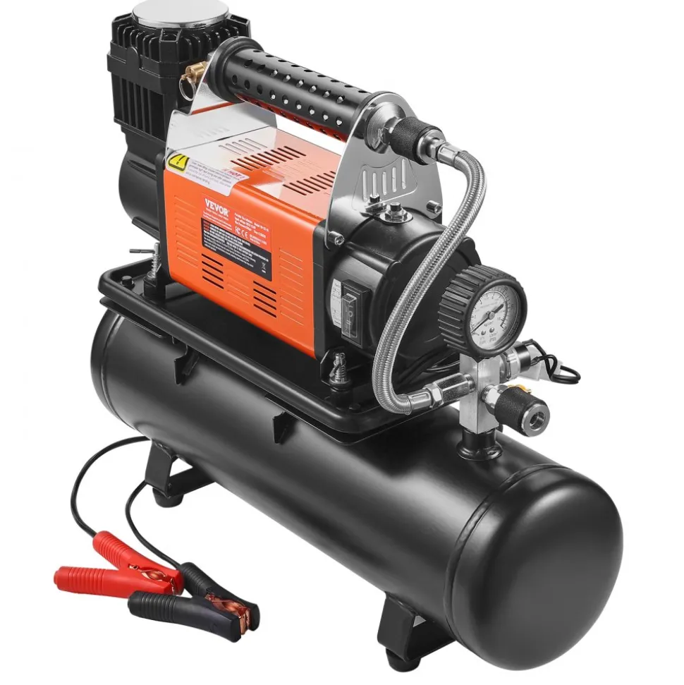 VEVOR 12V Heavy Duty Air Compressor with 6L Tank Kit, 6.35 CFM Portable Tire Inflator, 150PSI Offroad Air Compressor with Digital Pressure Gauge Tire Inflator for Trucks Car SUV 4 x 4 Vehicle RV