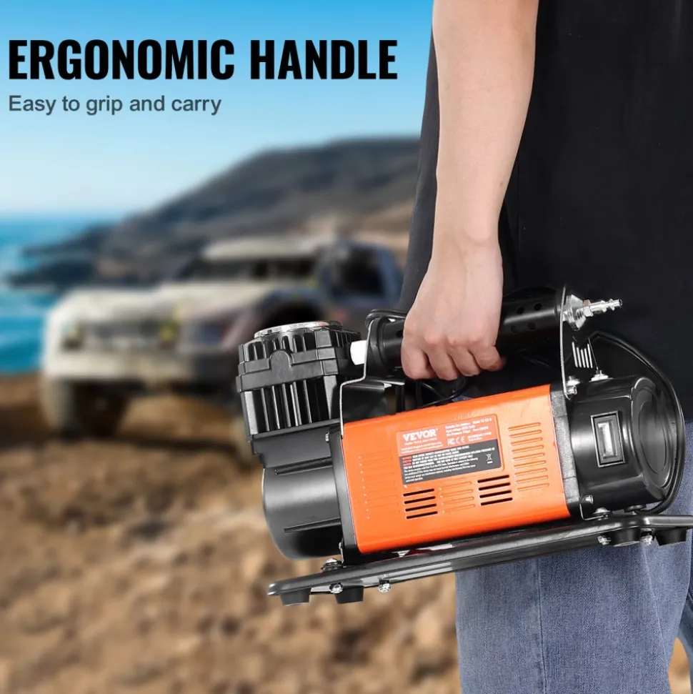 VEVOR 12V Heavy Duty Air Compressor - with Digital Pressure Gauge Tire Inflator Kit, 7.06 CFM Portable Tire Inflator, 150PSI Offroad Air Pump with Adapters for Trucks Car SUV 4 x 4 Vehicle RV