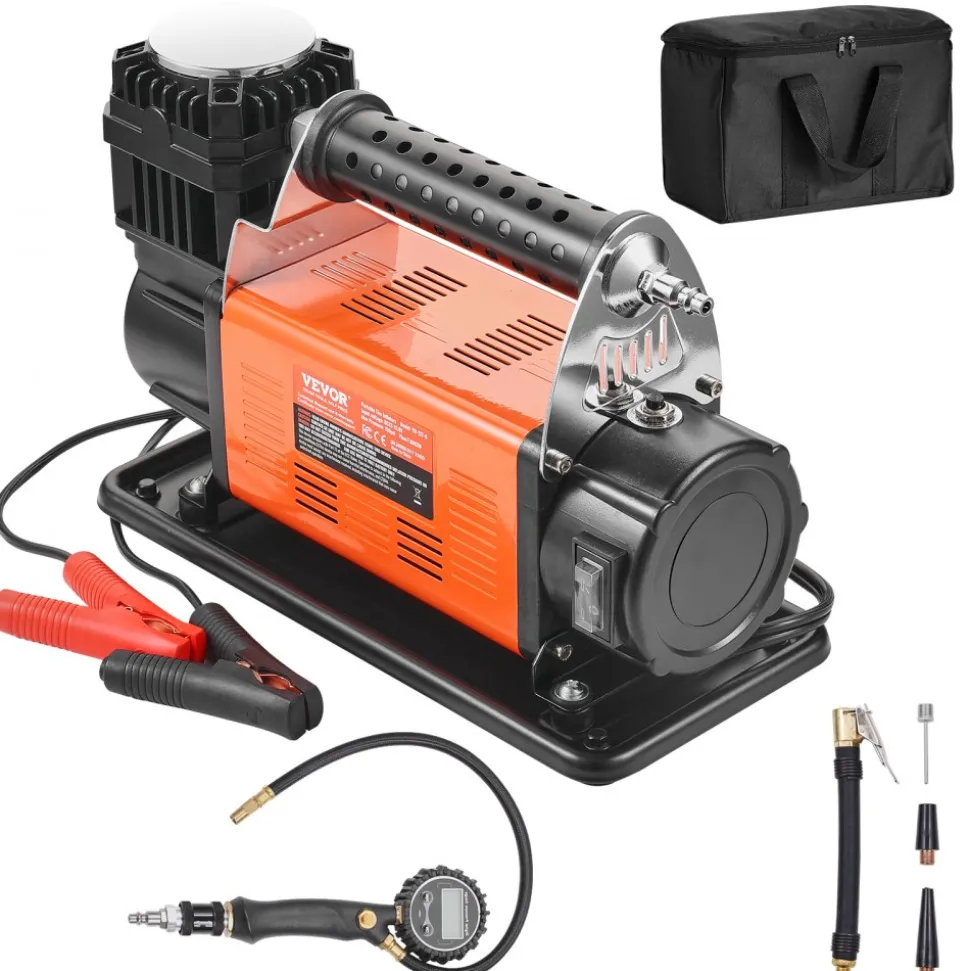 VEVOR 12V Heavy Duty Air Compressor - with Digital Pressure Gauge Tire Inflator Kit, 7.06 CFM Portable Tire Inflator, 150PSI Offroad Air Pump with Adapters for Trucks Car SUV 4 x 4 Vehicle RV