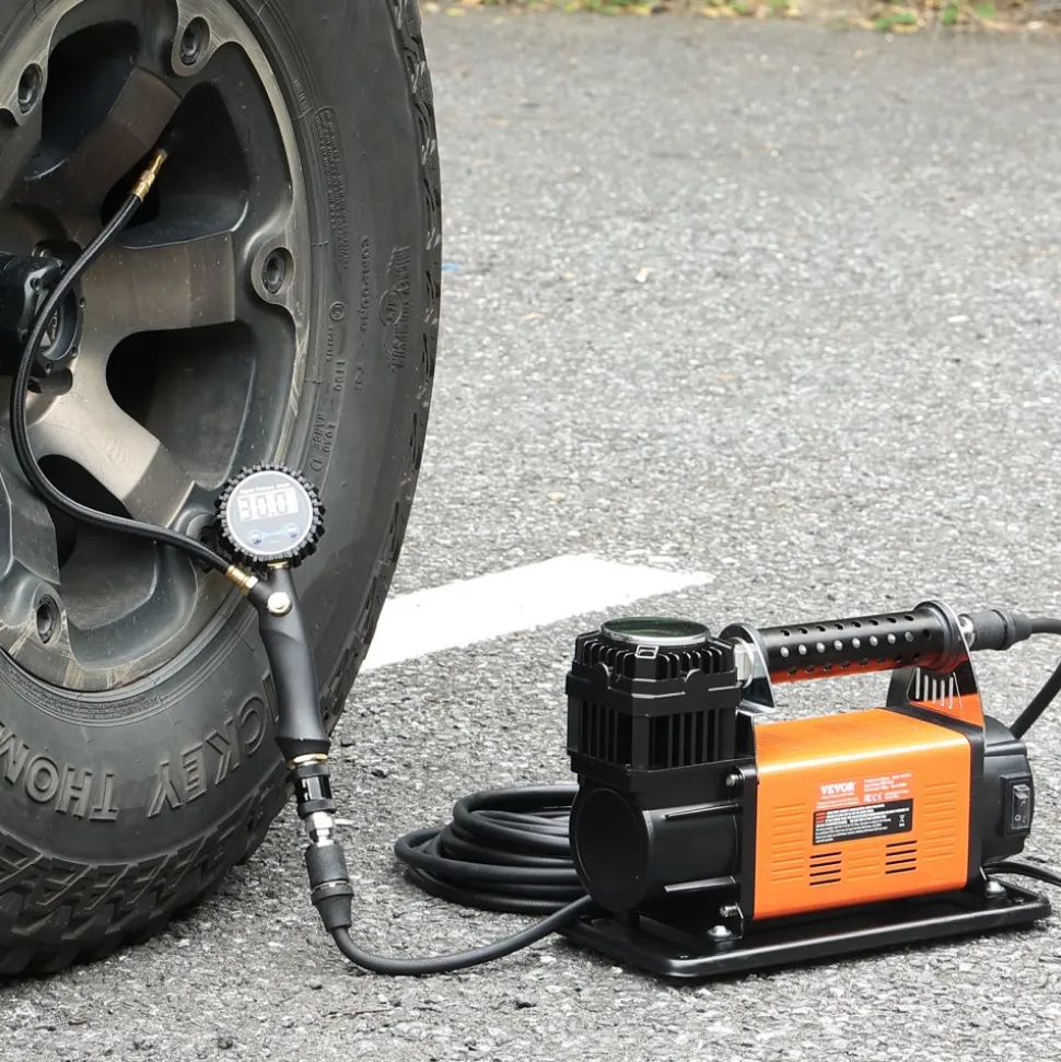 VEVOR 12V Heavy Duty Air Compressor - with Digital Pressure Gauge Tire Inflator Kit, 7.06 CFM Portable Tire Inflator, 150PSI Offroad Air Pump with Adapters for Trucks Car SUV 4 x 4 Vehicle RV