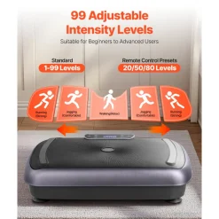 VEVOR Vibration Plate Exercise Machine, Full Body Vibrating Platform for Lymphatic Drainage and Weight Loss, Home Workout Fitness Equipment with 2 Resistance Bands, Body Shaker for Women Men, Black