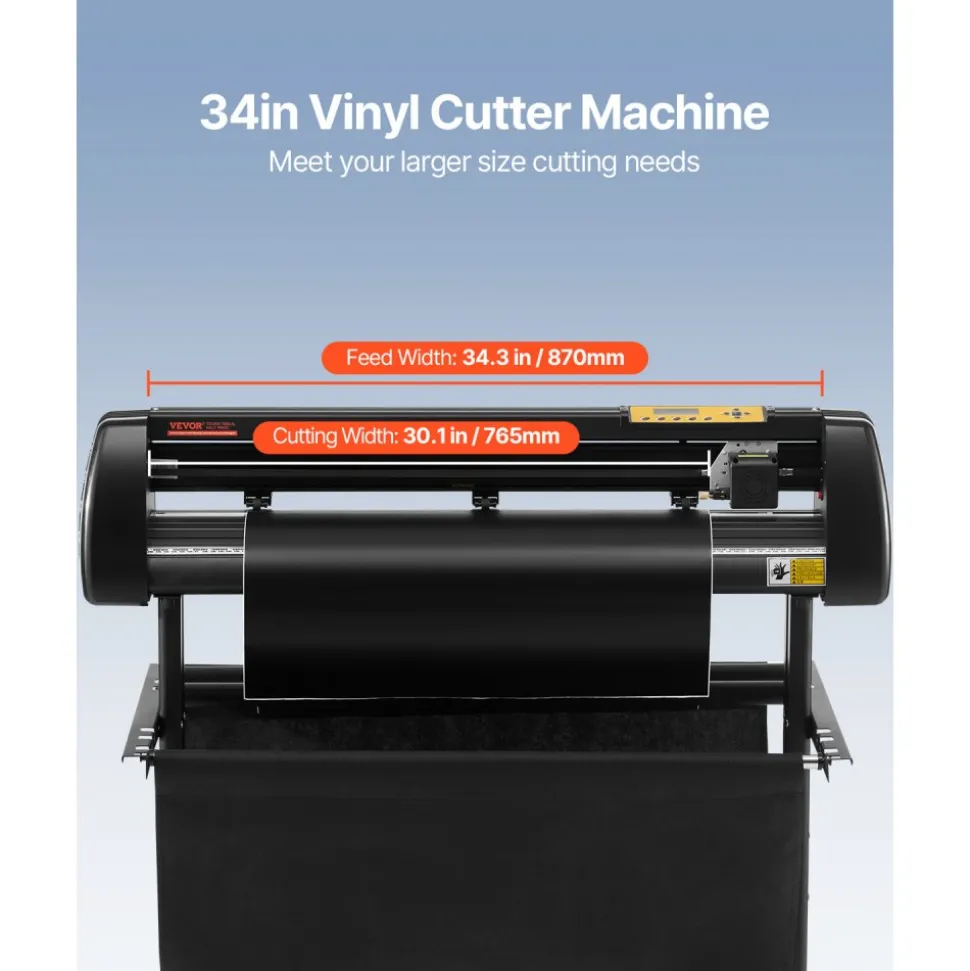 VEVOR Vinyl Cutter, 34Inch Bundle, Vinyl Cutter Machine, Manual Vinyl Printer, LCD Display Plotter Cutter Sign Cutting with Signmaster Software for Design and Cut, with Supplies, Tools