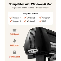 VEVOR Vinyl Cutter Machine, 34 inch Max Feed Width, Dual Blades, Adjustable Force and Speed, LED Display, Vinyl Plotter Cutter Printer with Signmaster Software for Compatible with Windows and macOS