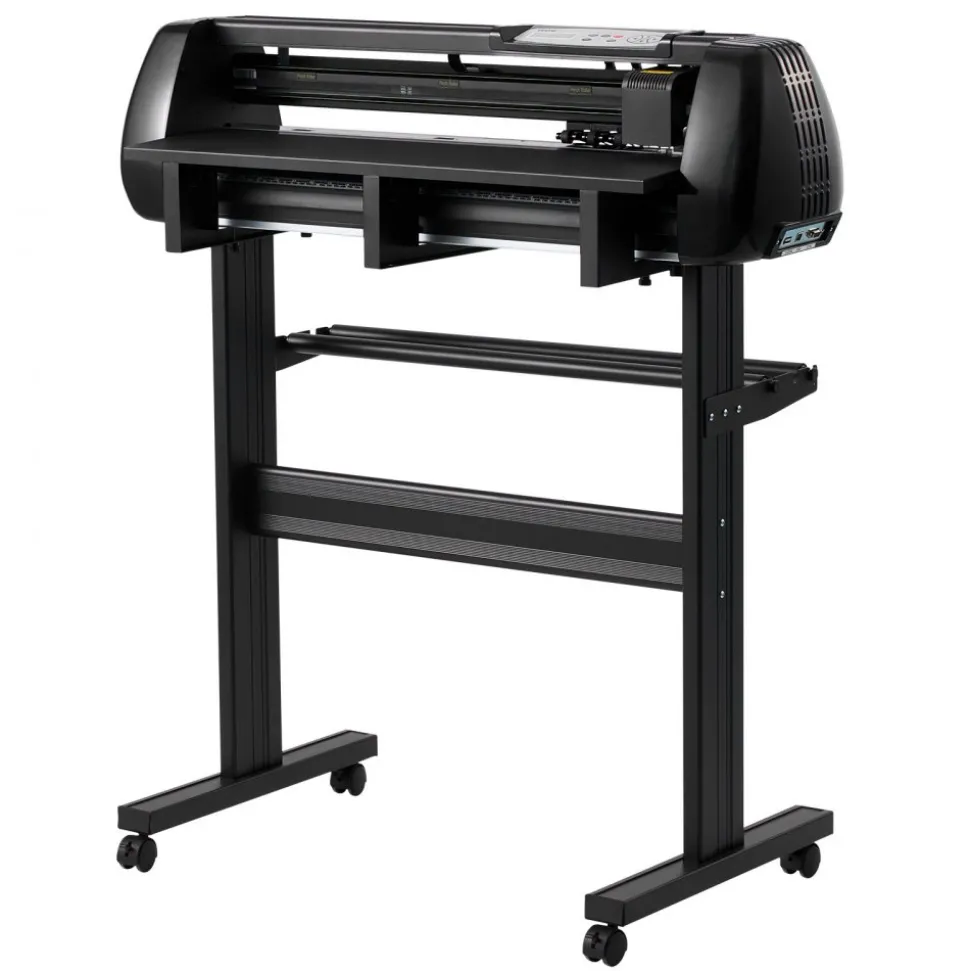 VEVOR Vinyl Cutter Machine, 28 inch Max Feed Width, Dual Blades, Adjustable Force and Speed, LED Display, Vinyl Plotter Cutter Printer Bundle with Sticker Sheets, Transfer Film, Signmaster Software