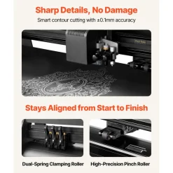 VEVOR Vinyl Cutter Machine, 28 inch Max Feed Width, Dual Blades, Adjustable Force and Speed, LED Display, Vinyl Plotter Cutter Printer Bundle with Sticker Sheets, Transfer Film, Signmaster Software