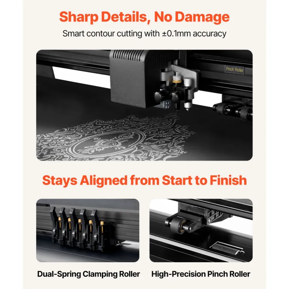 VEVOR Vinyl Cutter Machine, 53 inch Max Feed Width, Dual Blades, Adjustable Force and Speed, LED Display, Vinyl Plotter Cutter Printer Bundle with Sticker Sheets, Transfer Film, Signmaster Software