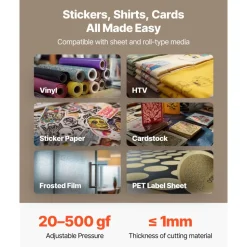 VEVOR Vinyl Cutter Machine, 53 inch Max Feed Width, Dual Blades, Adjustable Force and Speed, LED Display, Vinyl Plotter Cutter Printer Bundle with Sticker Sheets, Transfer Film, Signmaster Software