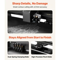 VEVOR Vinyl Cutter Machine, 34 inch Max Feed Width, Dual Blades, Adjustable Force and Speed, LED Display, Vinyl Plotter Cutter Printer Bundle with Sticker Sheets, Transfer Film, Signmaster Software
