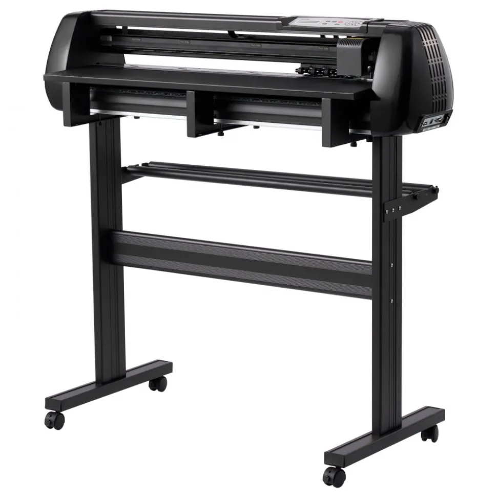 VEVOR Vinyl Cutter Machine, 34 inch Max Feed Width, Dual Blades, Adjustable Force and Speed, LED Display, Vinyl Plotter Cutter Printer Bundle with Sticker Sheets, Transfer Film, Signmaster Software