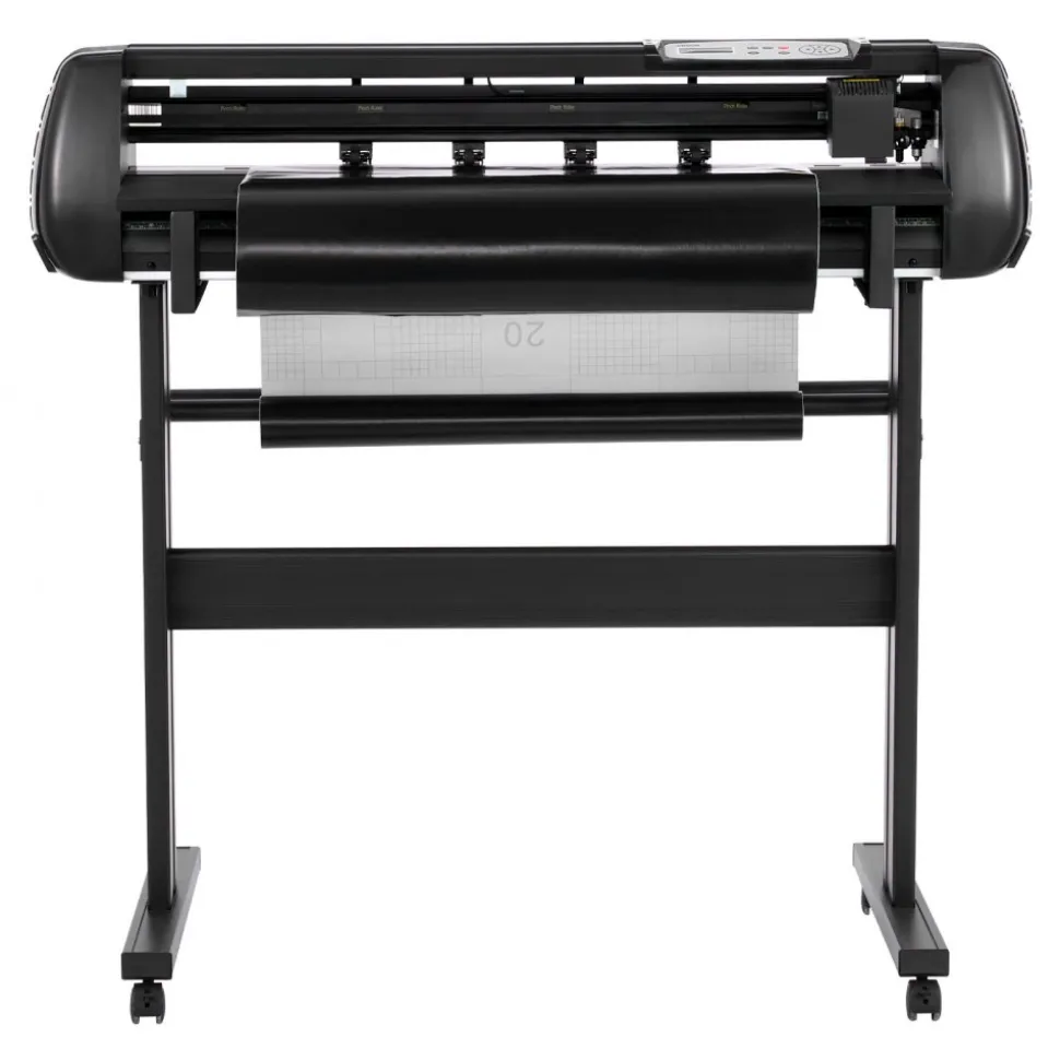 VEVOR Vinyl Cutter Machine, 34 inch Max Feed Width, Dual Blades, Adjustable Force and Speed, LED Display, Vinyl Plotter Cutter Printer Bundle with Sticker Sheets, Transfer Film, Signmaster Software
