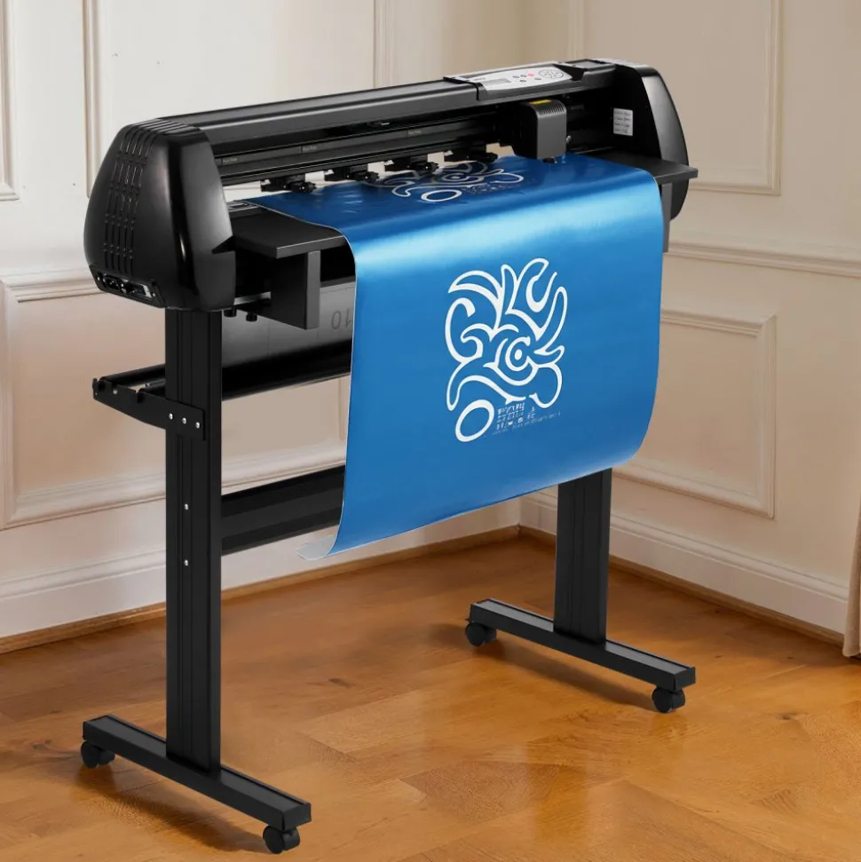 VEVOR Vinyl Cutter Machine, 34 inch Max Feed Width, Dual Blades, Adjustable Force and Speed, LED Display, Vinyl Plotter Cutter Printer Bundle with Sticker Sheets, Transfer Film, Signmaster Software