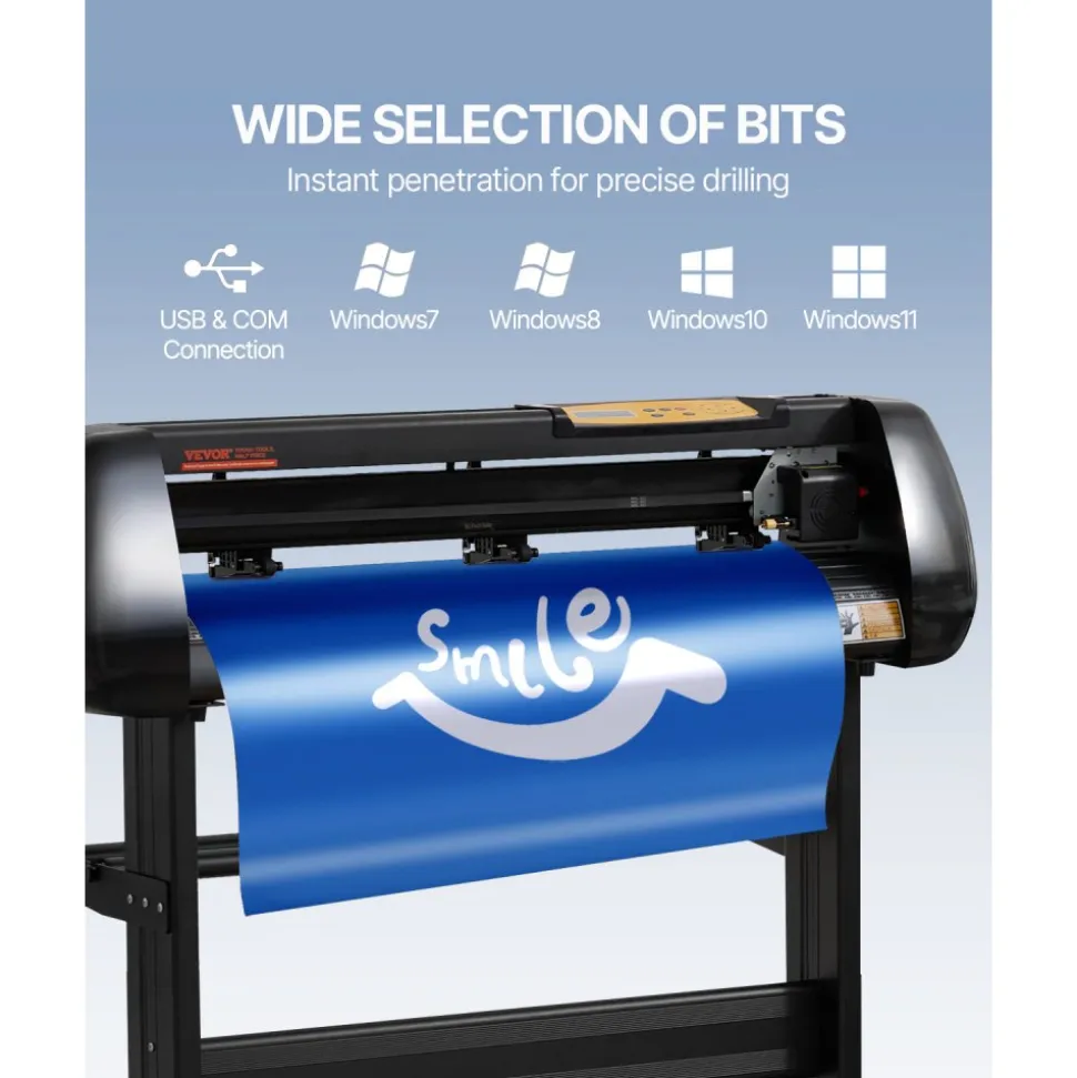 VEVOR Vinyl Cutter Machine, Upgraded 28 Inch Paper Feed Cutting Plotter Bundle, Adjustable Force & Speed Vinyl Printer with Powerful Stepper Motors, Signmaster Software Compatible with Windows System