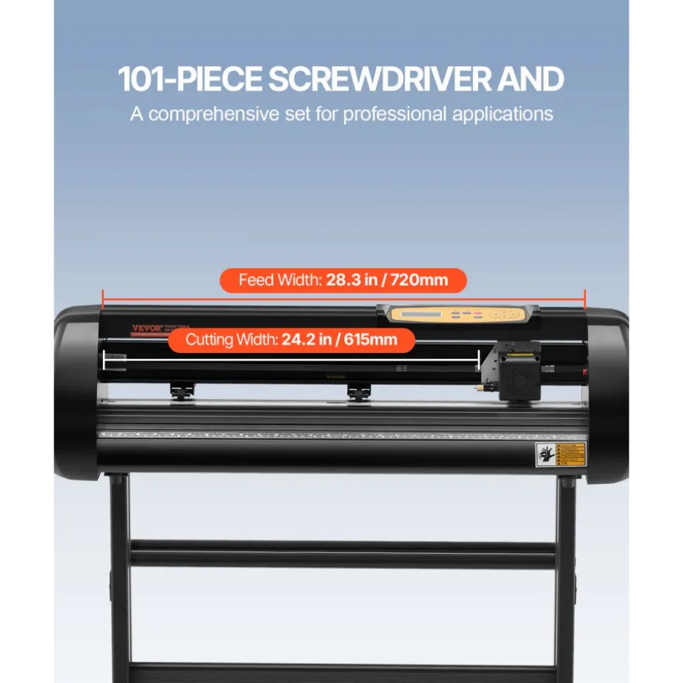 VEVOR Vinyl Cutter Machine, Upgraded 28 Inch Paper Feed Cutting Plotter Bundle, Adjustable Force & Speed Vinyl Printer with Powerful Stepper Motors, Signmaster Software Compatible with Windows System