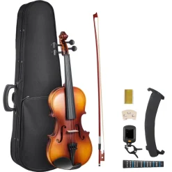 VEVOR Violin 3/4 Size for Adults, Violin Fiddle Set for Beginners with Hard Case, Rosin, Bow, Shoulder Rest, Bridge, Tuner and Extra Strings, Professional Musical Instruments for Student (Brown)