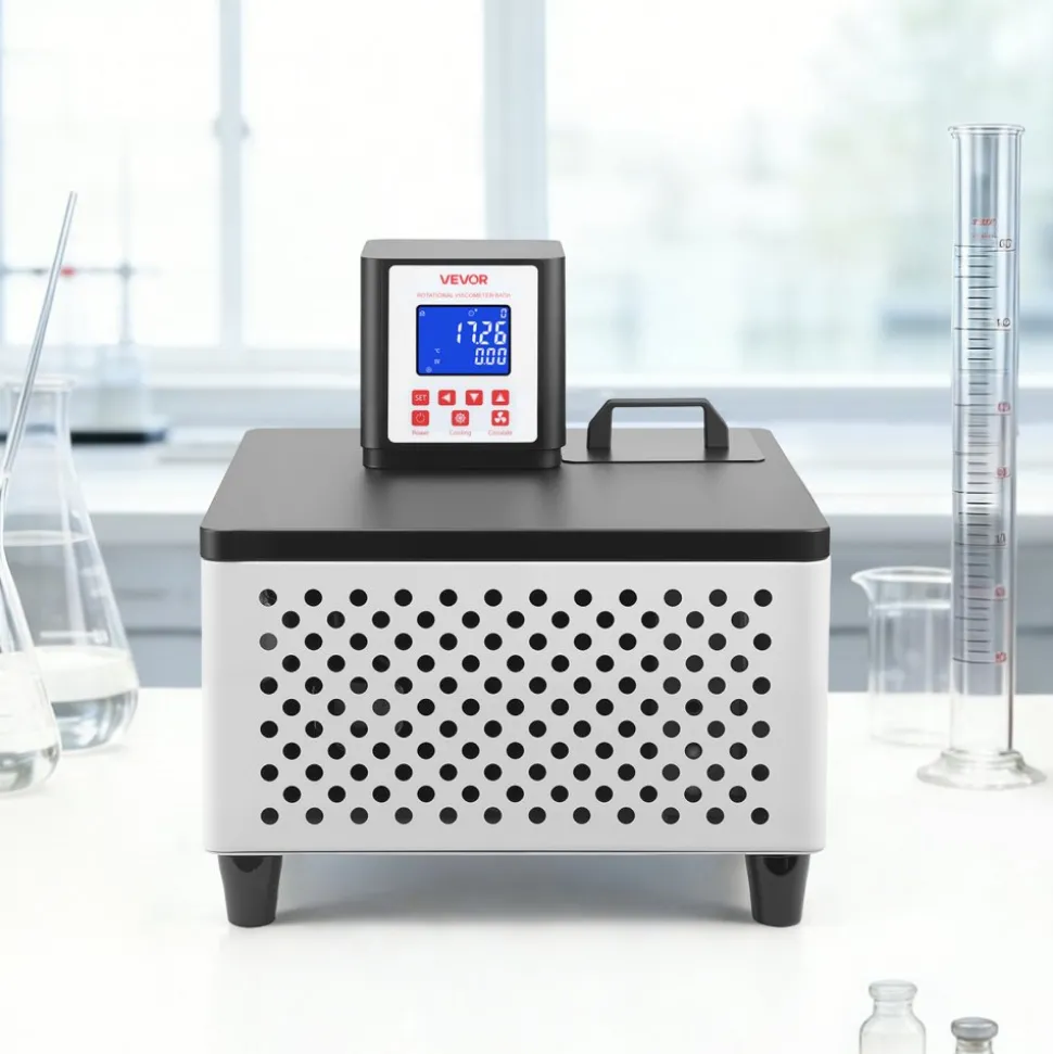 VEVOR Viscometer Water Bath, 23 to 212°F, 5.51" x 5.51" Tank, PID Temp Control, Thermostatic Water Circulating Bath with Internal and External Circulation, Fits Various Rotational Viscometers for Lab