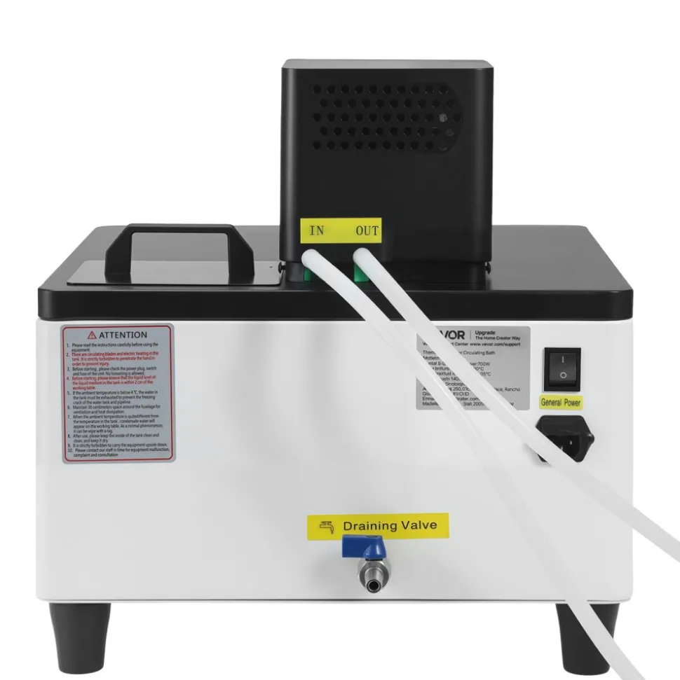 VEVOR Viscometer Water Bath, 23 to 212°F, 5.51" x 5.51" Tank, PID Temp Control, Thermostatic Water Circulating Bath with Internal and External Circulation, Fits Various Rotational Viscometers for Lab