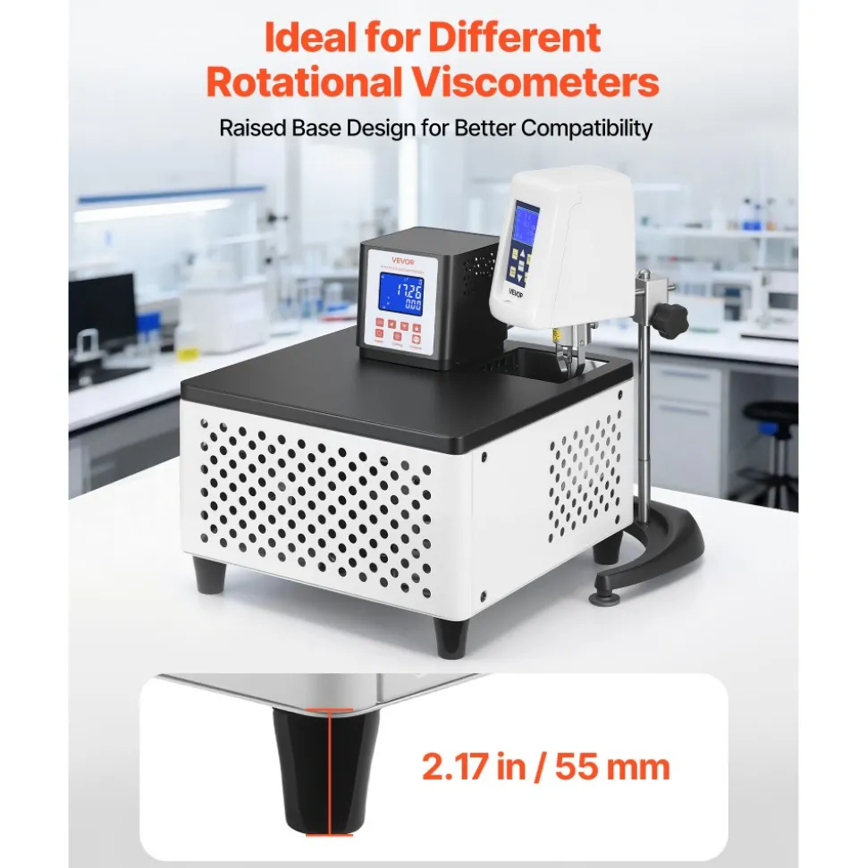 VEVOR Viscometer Water Bath, 23 to 212°F, 5.51" x 5.51" Tank, PID Temp Control, Thermostatic Water Circulating Bath with Internal and External Circulation, Fits Various Rotational Viscometers for Lab