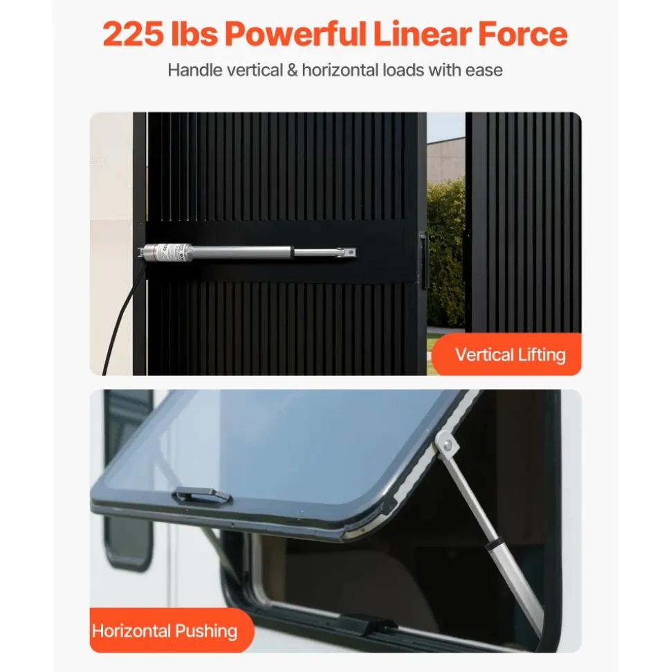 VEVOR 12V Linear Actuator, 8 Inch High Speed 0.6"/s Linear Motion Actuator, 225lbs/1000N with IP54 Protection & Mounting Bracket for Lift Desk, Recliner Chairs, Window Door Opener