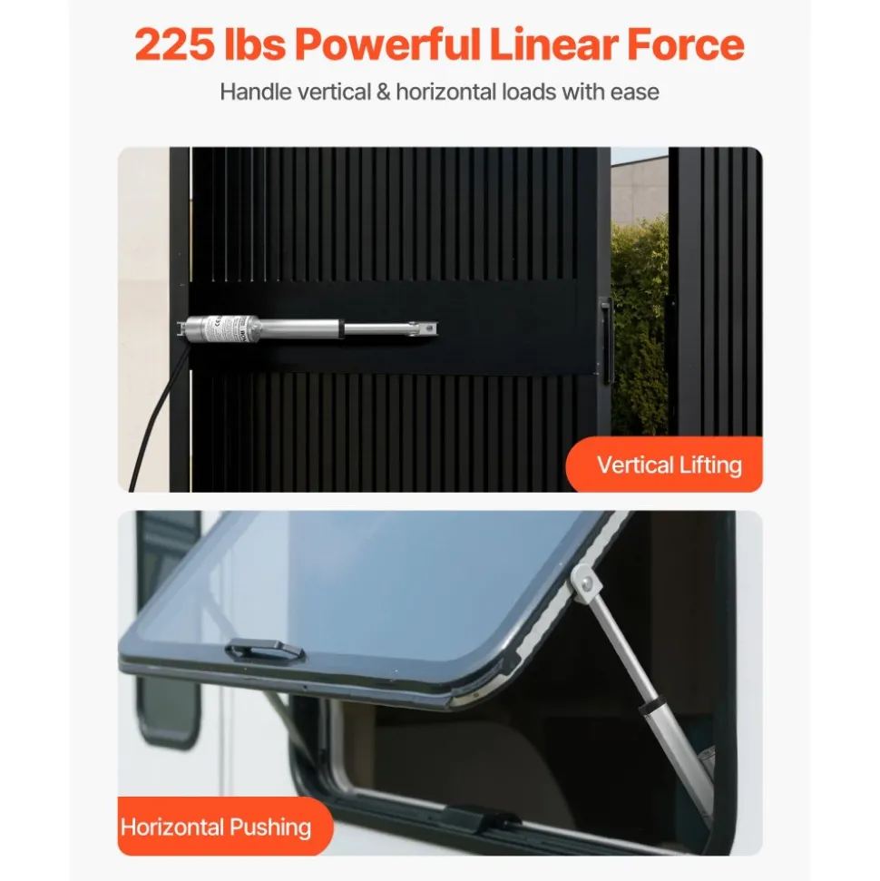 VEVOR 12V Linear Actuator, 4 Inch High Speed 0.6"/s Linear Motion Actuator, 225lbs/1000N with IP54 Protection & Mounting Bracket for Lift Desk, Recliner Chairs, Window Door Opener