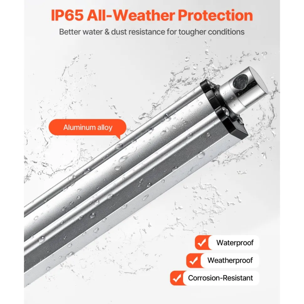 VEVOR 12V Linear Actuator, 8 Inch IP65 Waterproof Linear Actuator, 675lbs/3000N 0.2"/s Motion Actuators with Mounting Bracket for Outdoor Use