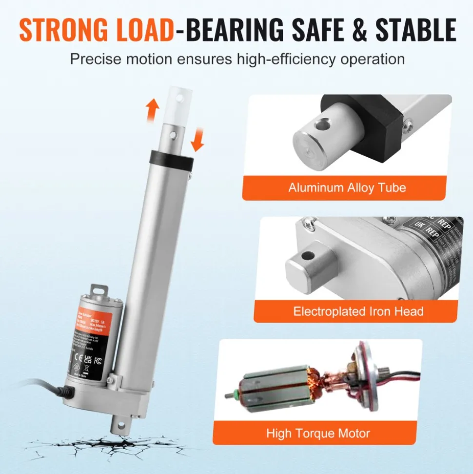 VEVOR 12V Linear Actuator - 6 Inch Stroke, High Load Capacity 330lbs with Mounting Bracket and IP54 Protection