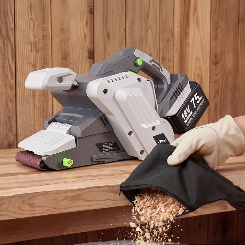 VEVOR 20V Max Cordless Belt Sander, 3" x 21" Belt Sander for Woodworking, 6 Variable Speeds Sanding Machine with 10PCS Sanding Belts, 2 Dust Bags & Vacuum Adapter (Battery NOT Included)