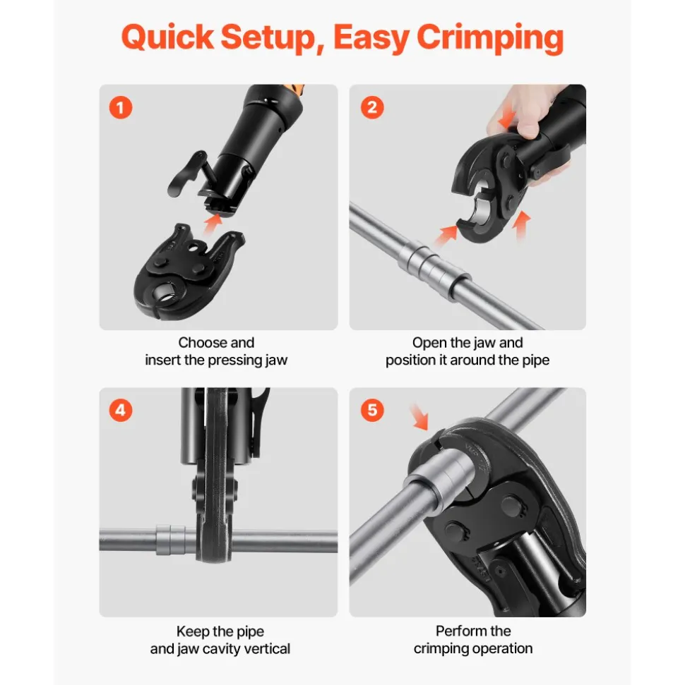 VEVOR 1/2" VMP Jaw for 24KN Compact Series Press Tools, 52 HRC Hardened Steel Pressing Jaw - Compatible with MegaPress Carbon Steel Pipes Connections