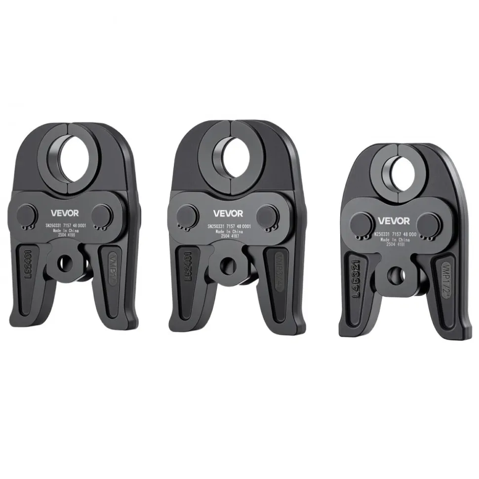 VEVOR VMP Press Jaws, 3PCS Pressing Jaws 1/2", 3/4" & 1" - Compatible with Megapress Carbon Steel Pipes, Work with 32KN Standard Press Tools, Includes Carrying Case