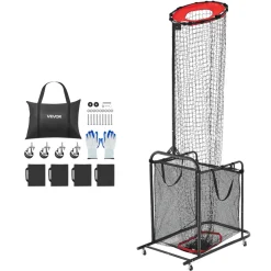 VEVOR Volleyball Setter Training Equipment, Angle and Height Adjustable Volleyball Trainer, Portable Practice Net with Cart, Wheels, Carrying Bag, Indoor Outdoor Target Net for Serving Spiking Setting