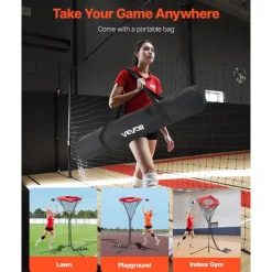 VEVOR Volleyball Setter Training Equipment, Angle and Height Adjustable Volleyball Trainer, Portable Practice Net with Steel Base, Carrying Bag, Indoor Outdoor Target Net for Serving Spiking Setting