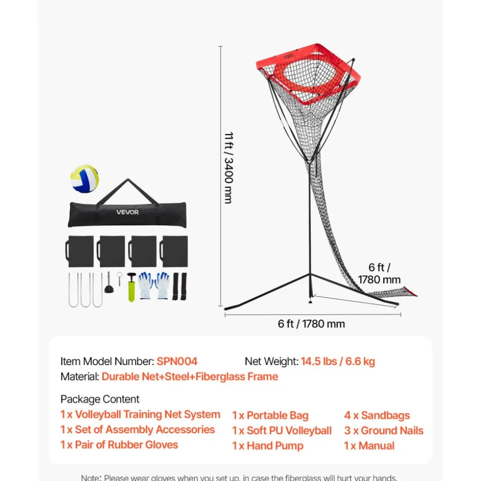 VEVOR Volleyball Setter Training Equipment, Angle and Height Adjustable Volleyball Trainer, Portable Practice Net with Steel Base, Carrying Bag, Indoor Outdoor Target Net for Serving Spiking Setting