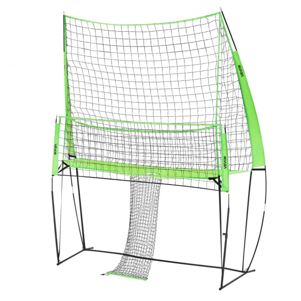 VEVOR Volleyball Training Net System, Freely Height-Adjustable Practice Equipment with Ball Return, 8x11ft Portable Net Station, Easy Setup for Backyard Indoor Outdoor Serving Spiking Improve Accuracy