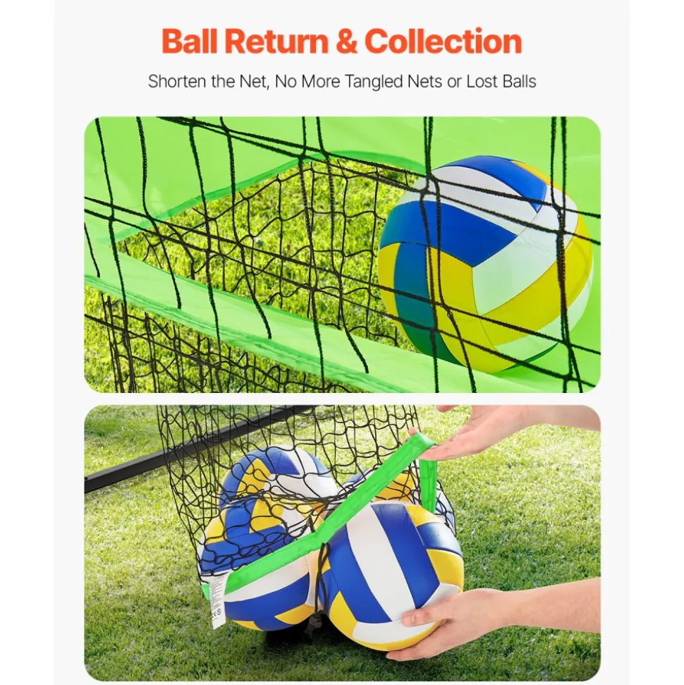 VEVOR Volleyball Training Net System, Freely Height-Adjustable Practice Equipment with Ball Return, 8x11ft Portable Net Station, Easy Setup for Backyard Indoor Outdoor Serving Spiking Improve Accuracy