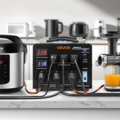 VEVOR Voltage Auto Converter Transformer, 6000VA, Heavy Duty Step Up/Down Power Transformer, 110V to 220V and 220V to 110V, with 3 US Outlets, 3 EU Outlets, LCD Display, Circuit Breaker Protection