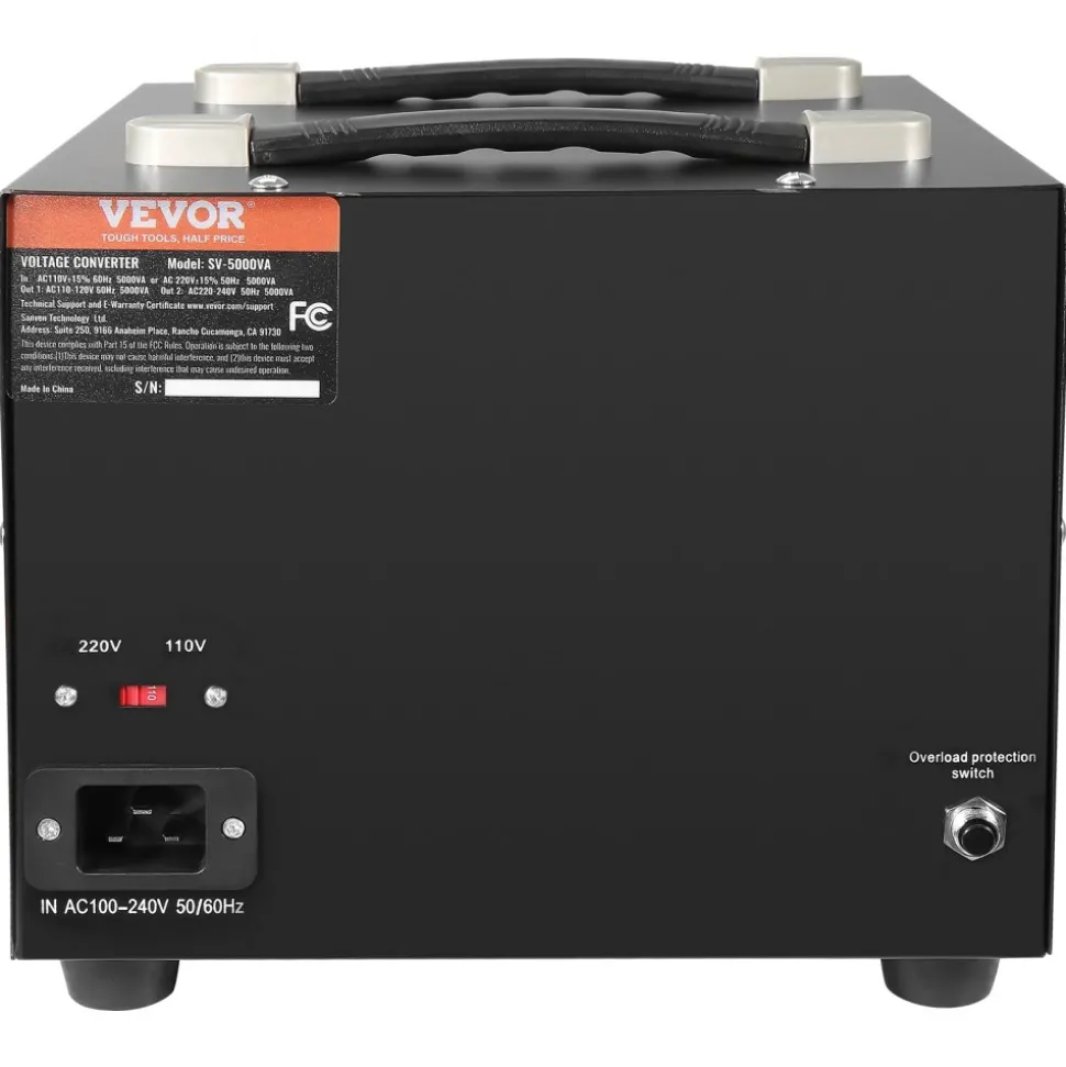 VEVOR Voltage Converter Transformer, 5000W, Heavy Duty Step Up/Down Transformer, Convert from 110 Volt to 220 Volt and from 220 Volt to 110 Volt, with US Outlet EU Outlet 5V USB Port, CE Certified