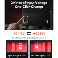 VEVOR Voltage Converter Transformer, 2000W, Heavy Duty Step Up/Down Transformer, Convert from 110 Volt to 220 Volt and from 220 Volt to 110 Volt, with US Outlet EU Outlet 5V USB Port, CE Certified