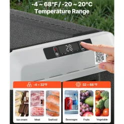 VEVOR 12 Volt Car Refrigerator, 52.8QT/50L Car Fridge, Portable Electric Cooler with -4℉~68℉ Adjustable Temperature, 12/24V DC and 100- 240V AC Compressor Freezer for Outdoor, Camping, Travel, RV