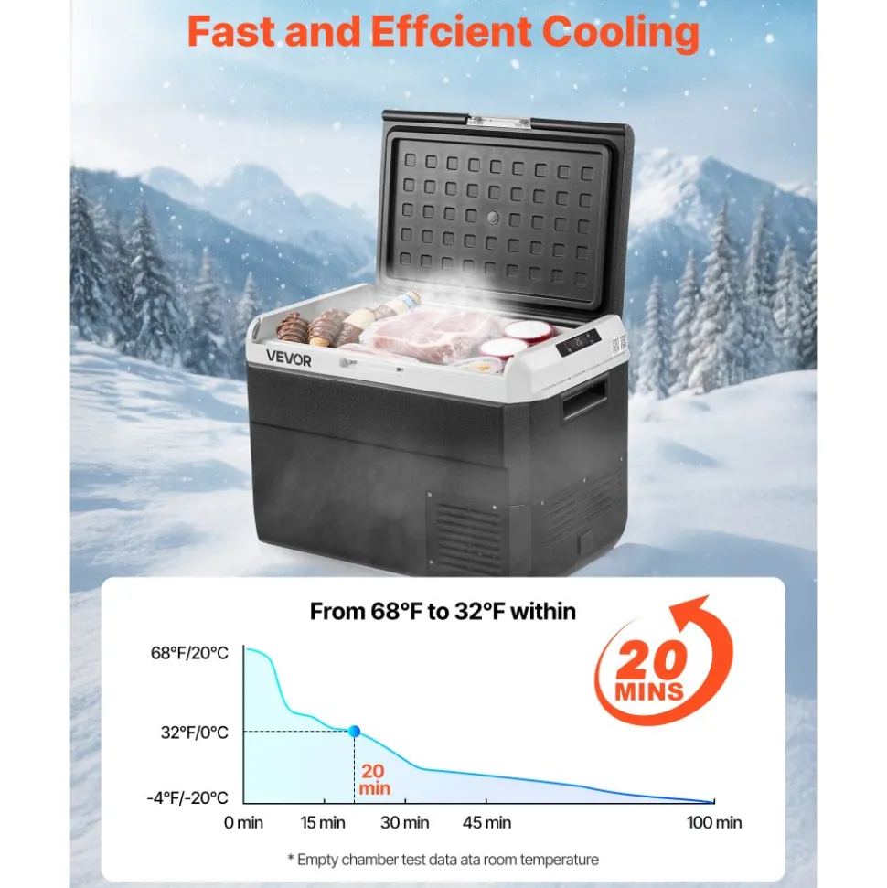 VEVOR 12 Volt Car Refrigerator, 52.8QT/50L Car Fridge, Portable Electric Cooler with -4℉~68℉ Adjustable Temperature, 12/24V DC and 100- 240V AC Compressor Freezer for Outdoor, Camping, Travel, RV