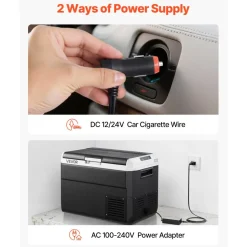 VEVOR 12 Volt Car Refrigerator, 52.8QT/50L Car Fridge, Portable Electric Cooler with -4℉~68℉ Adjustable Temperature, 12/24V DC and 100- 240V AC Compressor Freezer for Outdoor, Camping, Travel, RV