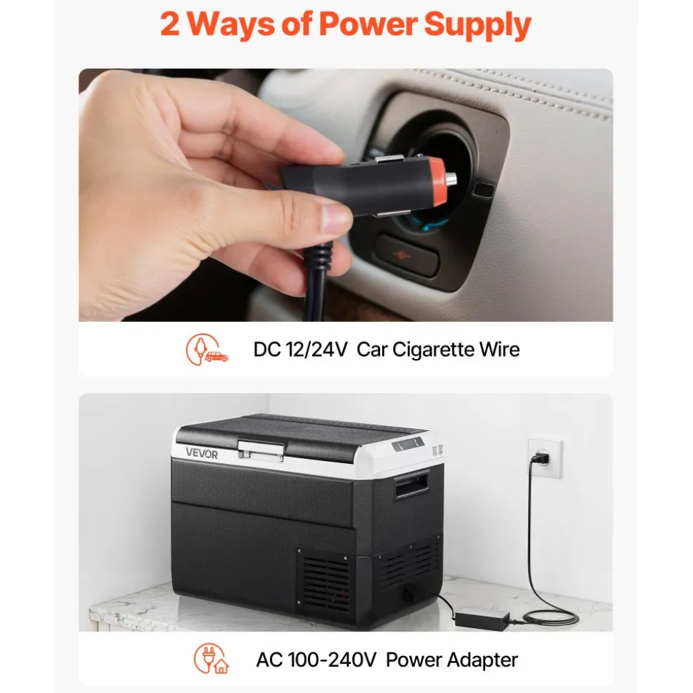 VEVOR 12 Volt Car Refrigerator, 52.8QT/50L Car Fridge, Portable Electric Cooler with -4℉~68℉ Adjustable Temperature, 12/24V DC and 100- 240V AC Compressor Freezer for Outdoor, Camping, Travel, RV