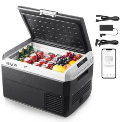 VEVOR 12 Volt Car Refrigerator, 52.8QT/50L Car Fridge, Portable Electric Cooler with -4℉~68℉ Adjustable Temperature, 12/24V DC and 100- 240V AC Compressor Freezer for Outdoor, Camping, Travel, RV