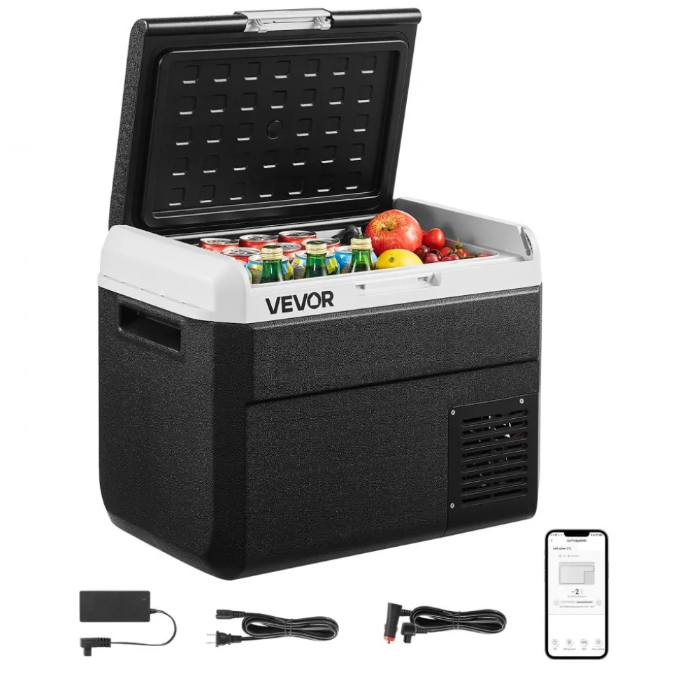 VEVOR 12 Volt Car Refrigerator, 31.7QT/30L Car Fridge, Portable Electric Cooler with -4℉~68℉ Adjustable Temperature, 12/24V DC and 100- 240V AC Compressor Freezer for Outdoor, Camping, Travel, RV
