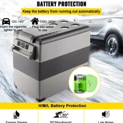 VEVOR 12 Volt Refrigerator, 58 Qt Car Refrigerator, Dual Zone Portable Freezer, Cooler Compressor Freezer with 12/24V DC and 110-240V AC, Freezer Fridge Cooler, for Car, Truck RV, Camping and Home Use