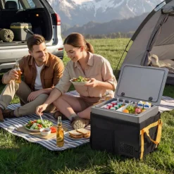 VEVOR 12 Volt Refrigerator, 42.3 QT/ 40L Car Fridge, Portable Ultra-Light EPP Freezer, APP Control Electric Compressor, 12V/24V DC, 14℉ to 50℉, for Truck Van RV SUV Boat Travel Camping