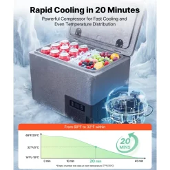VEVOR 12 Volt Refrigerator, 42.3 QT/ 40L Car Fridge, Portable Ultra-Light EPP Freezer, APP Control Electric Compressor, 12V/24V DC, 14℉ to 50℉, for Truck Van RV SUV Boat Travel Camping