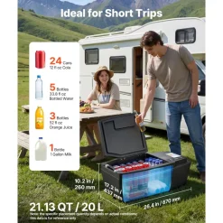 VEVOR 12 Volt Refrigerator, 21.1 QT/ 20L Car Fridge for Tesla Model 3, Portable Electric Freezer Compressor with APP Control, 12V/24V DC, 3℉ to 50℉