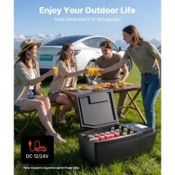 VEVOR 12 Volt Refrigerator, 21.1 QT/ 20L Car Fridge for Tesla Model 3, Portable Electric Freezer Compressor with APP Control, 12V/24V DC, 3℉ to 50℉